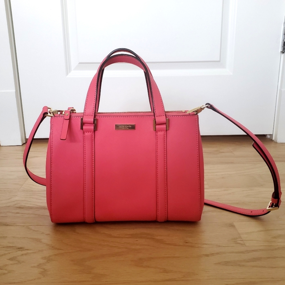 Kate Spade Newbury Lane Loden Purse Crossbody Satchel in Pink Saffiano Leather